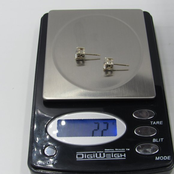 Sterling Rustic Cubic Zirconia Stud Earrings - Picture 6 of 6